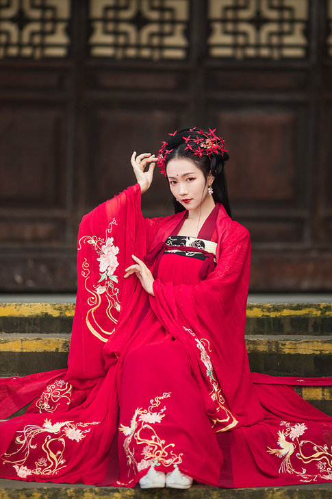 花神记原创汉服女齐胸襦裙刺绣6米裙摆凤弦引...