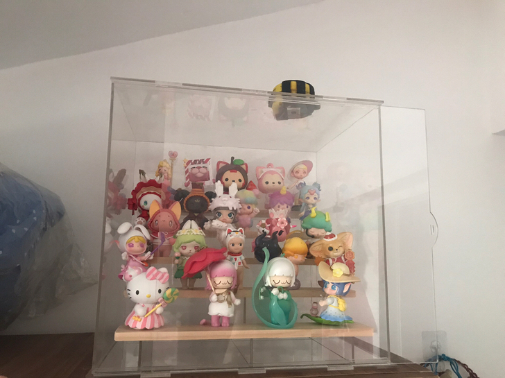 超低价盲盒手办玻璃罩亚克力透明展示柜，带镜...