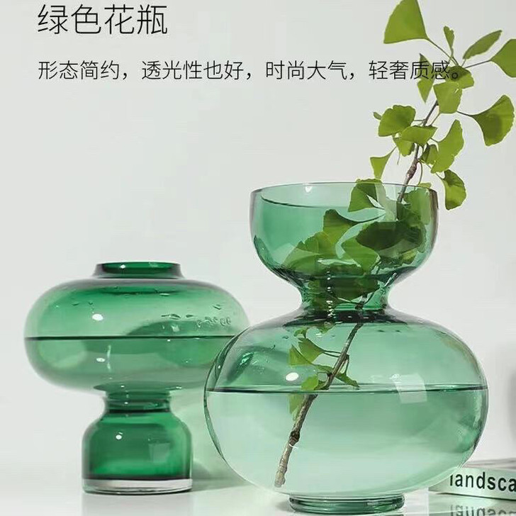后现代简约欧式葫芦玻璃花瓶水养透明水培创意...