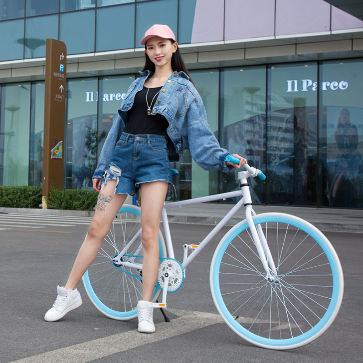 倒刹死飞自行车实心胎活飞超轻便跑车网红公路...