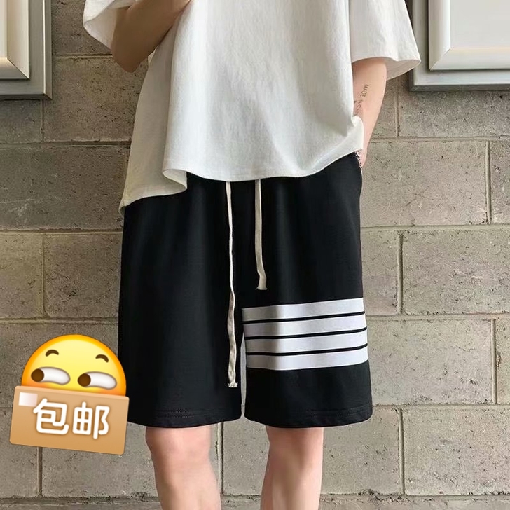 包邮四条杠休闲短裤男潮流ins潮牌情侣20...