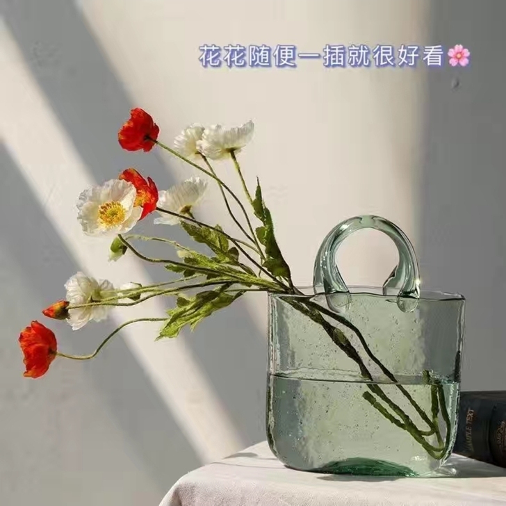 全新网 红创意透明玻璃花瓶摆件客厅插花水养...