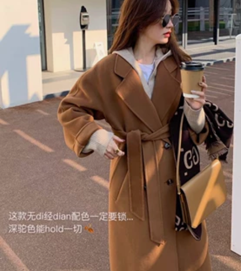 小宜定制◆城市猎人 双面呢子大衣女羊毛气质...