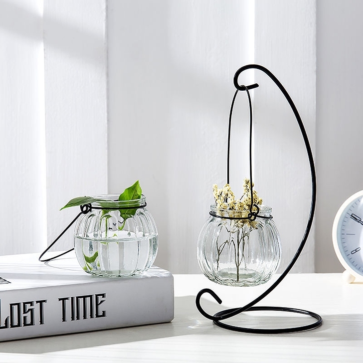 悬挂简约小清新创意透明玻璃摆件透明花瓶插花...
