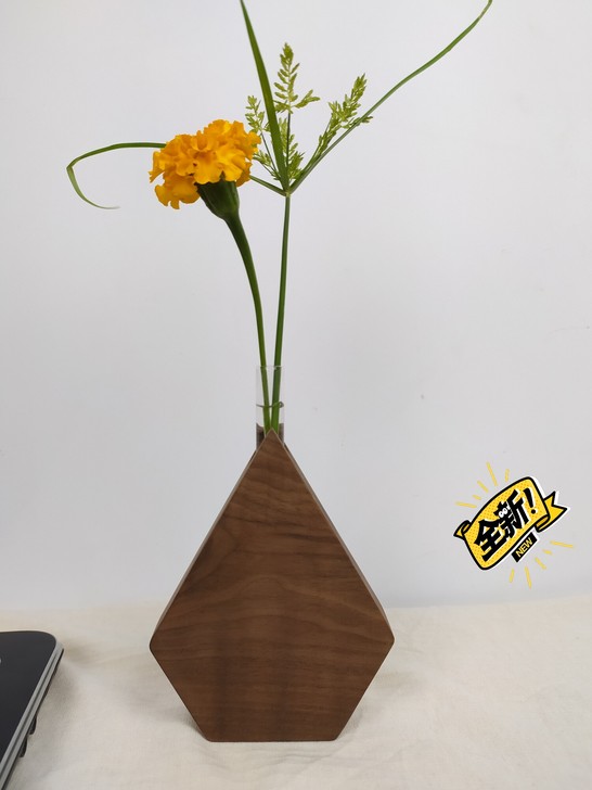 小清新桌面插花器 水培插花艺术黑胡桃木制作...