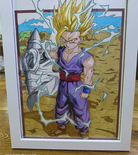 七龙珠手绘,孙悟饭。可装饰,带画框,A4纸...