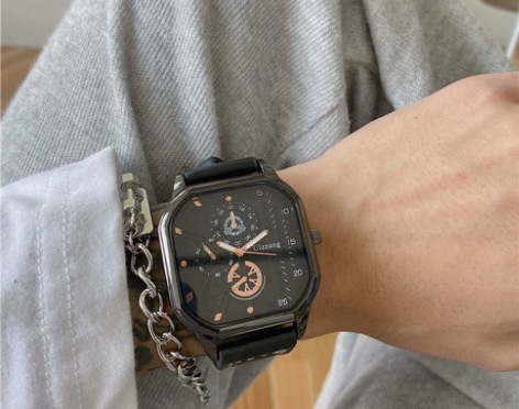 男士手表ins高颜值学生党方形石英表潮流大...