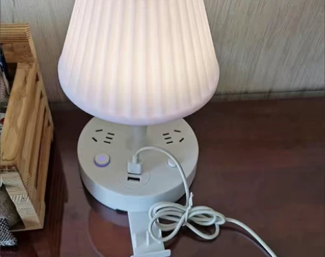 LED护眼台灯插座带USB智能多功能卧室床...