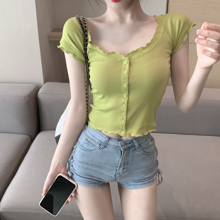 燕蔓风情 蕾丝雪纺衫全新