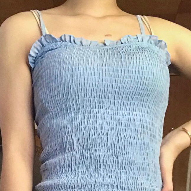 小个子百搭紧身褶皱吊带连衣裙女chic荷叶...