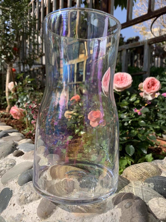 全新包邮 宽口简约小花瓶玻璃金色插花花器渐...