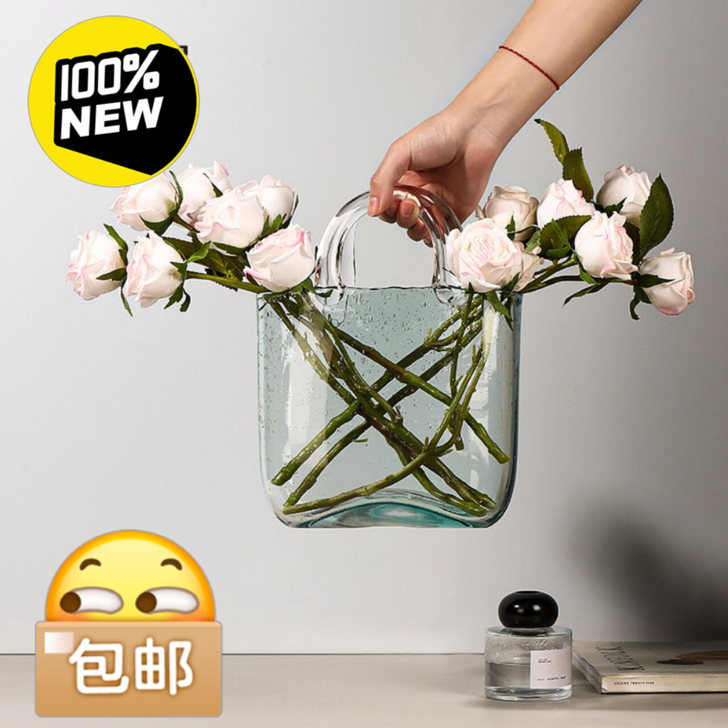 【清仓特价】全新网红创意透明玻璃手提包包花...