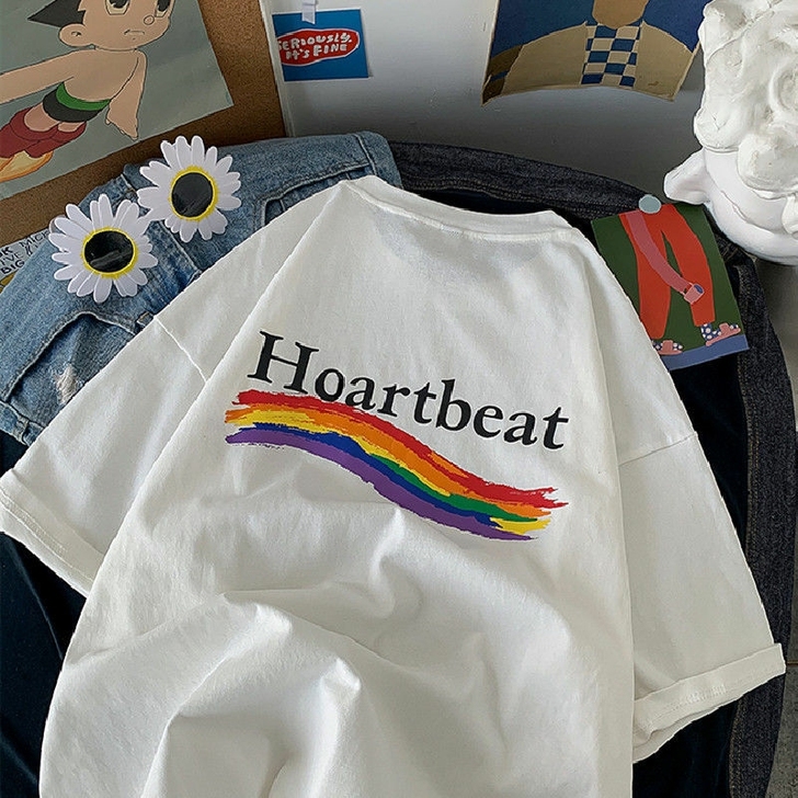 39.9包邮彩虹情侣t 纯棉 码齐 版型好