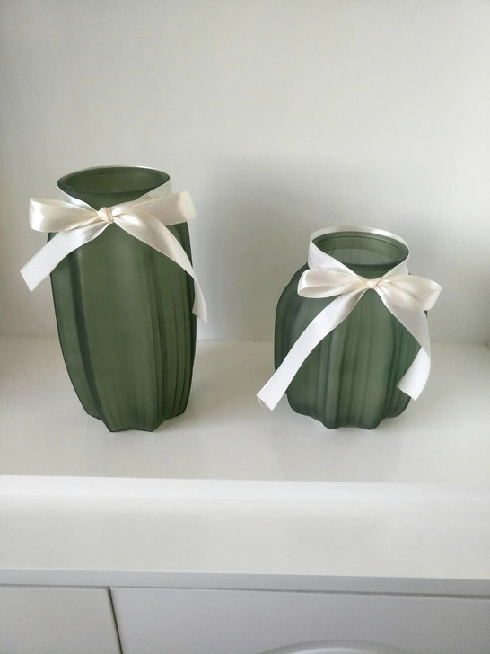 （全新转）一大一小花瓶玻璃花瓶套装 客厅摆...