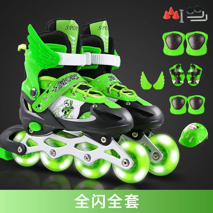 溜冰鞋小孩全套装3-5-6-8-10岁鞋滑...