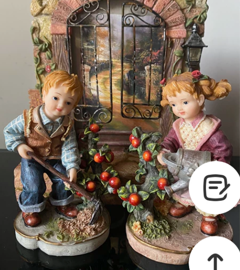 【出售】出一对台湾树脂男女孩蓬蓬裙摆件，种...