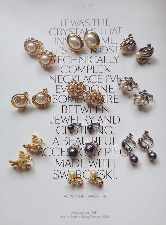 西洋回流古董中古vintage珍珠耳夹