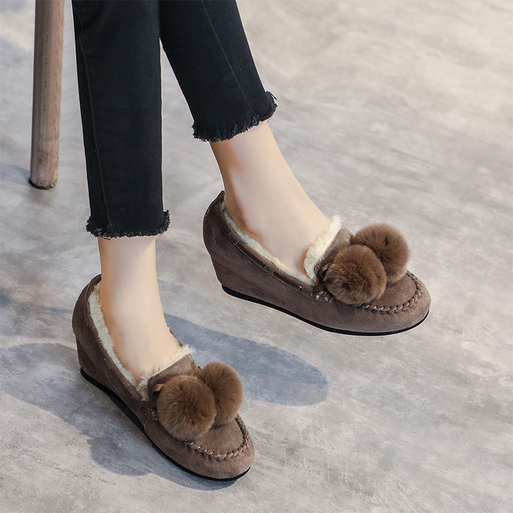 内增高毛毛鞋女冬外穿2020新款皮毛一体豆...