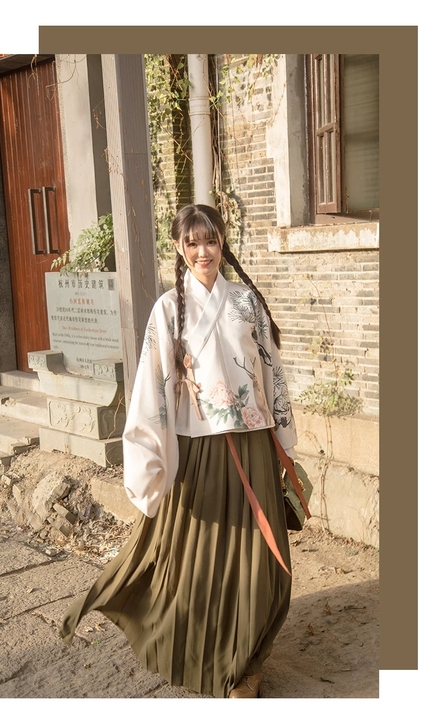 远山乔【六合同春】原创汉服 琵琶袖印花交领...