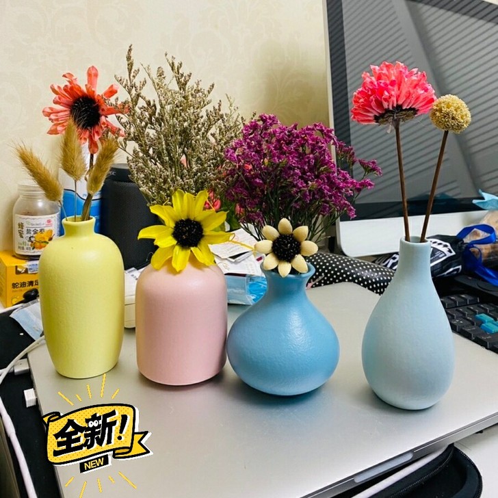 四件套陶瓷小花瓶干花装饰摆件客厅插花电视柜...