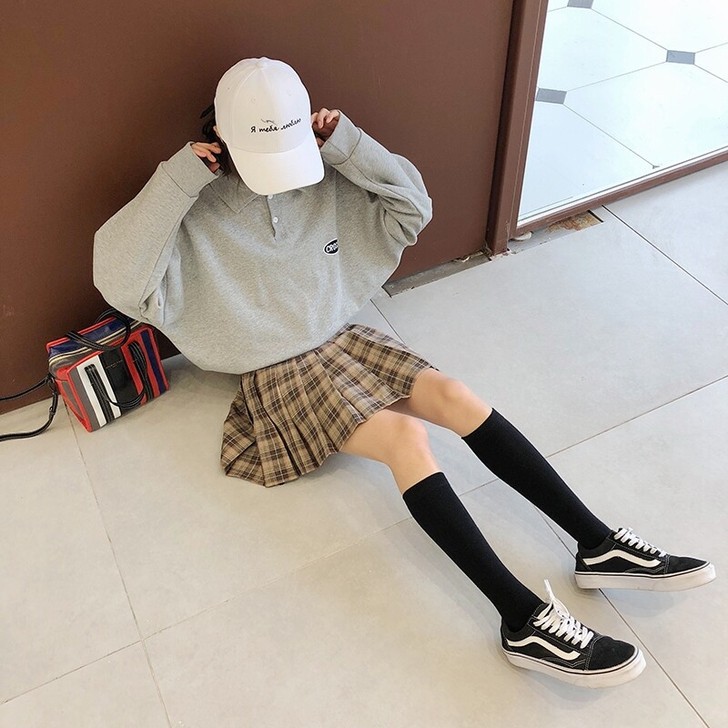 早秋咖色格子半身裙女2020新款高腰jk短...