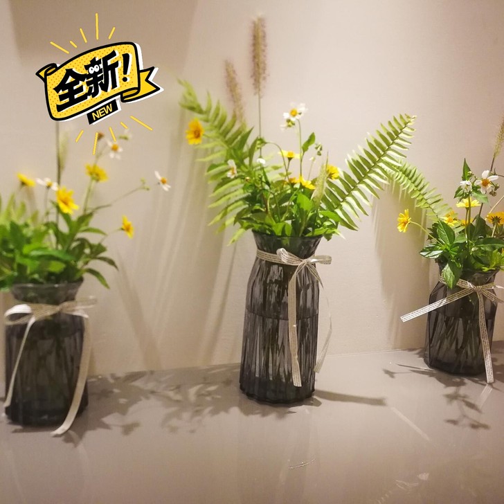 花瓶摆件三件套玻璃花瓶彩色透明水培富贵竹百...