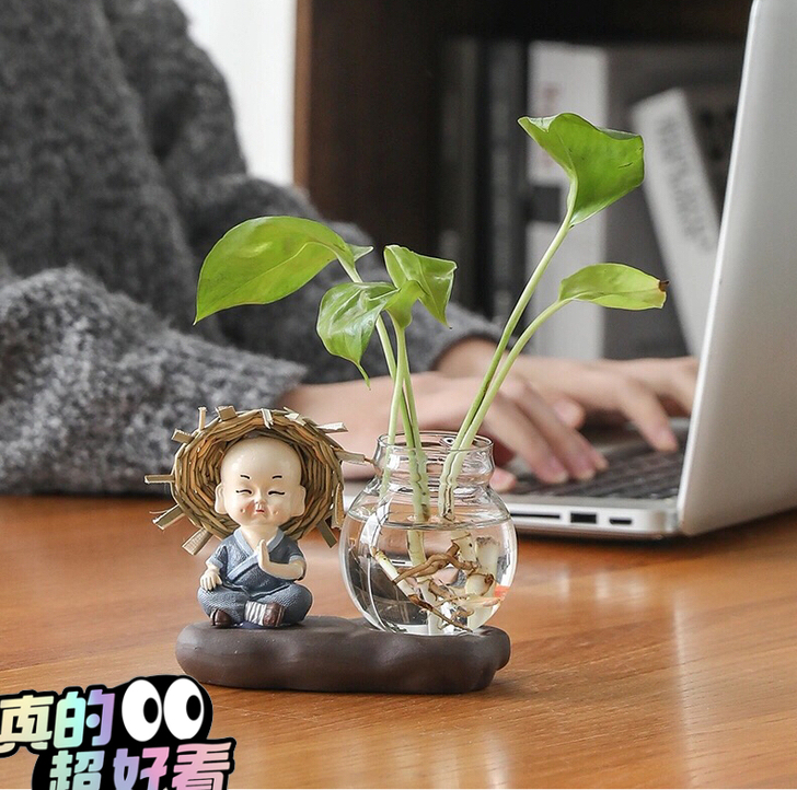 (低价出售)绿萝水培花盆器皿花瓶透明玻璃插...