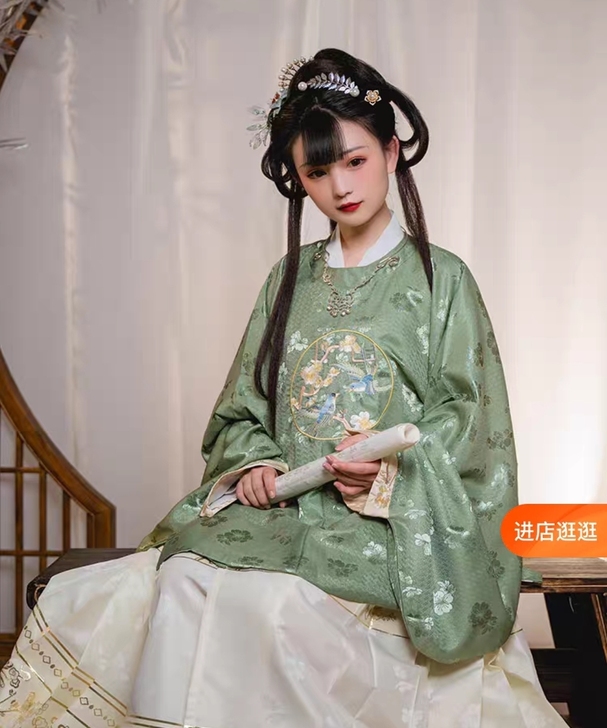 花神记汉服明制汉服圆领补服交领百褶织金马面...