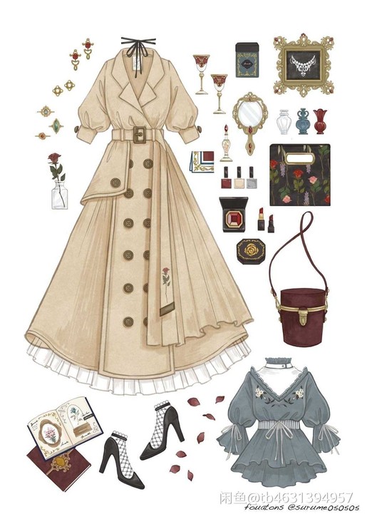 lolita服装 欧式复古巴洛克设计 临摹...