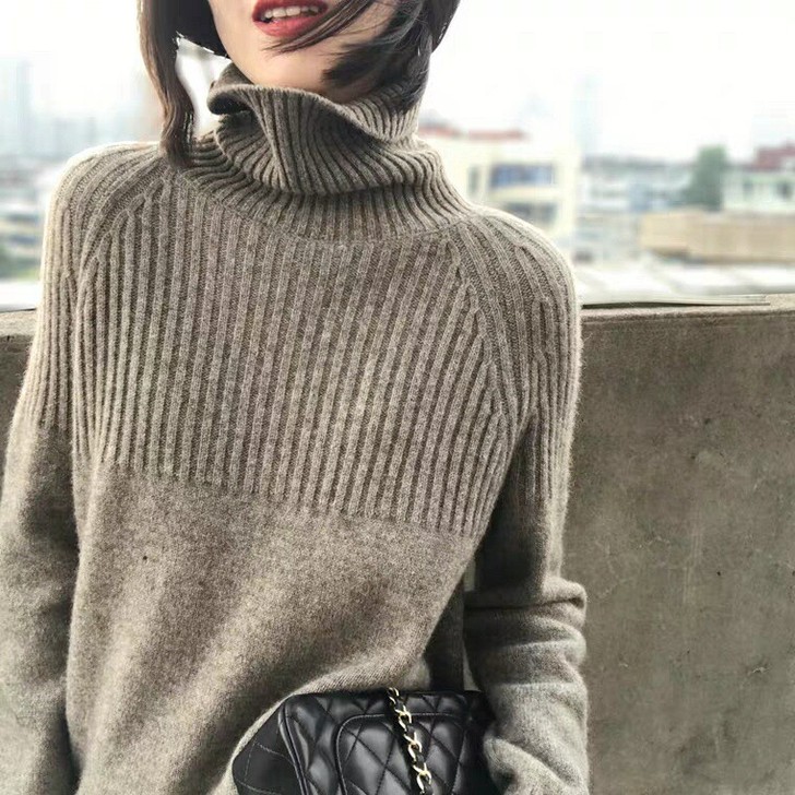 特价清仓高领羊绒衫女