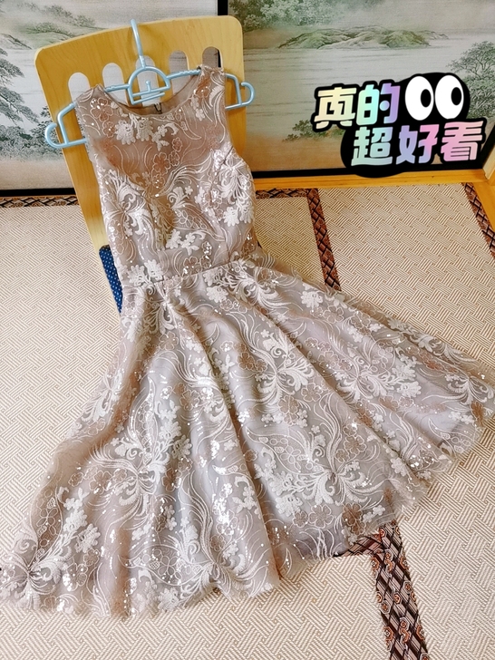 高端奢华重工盘花刺绣闪片仙女裙 名媛气质宫...