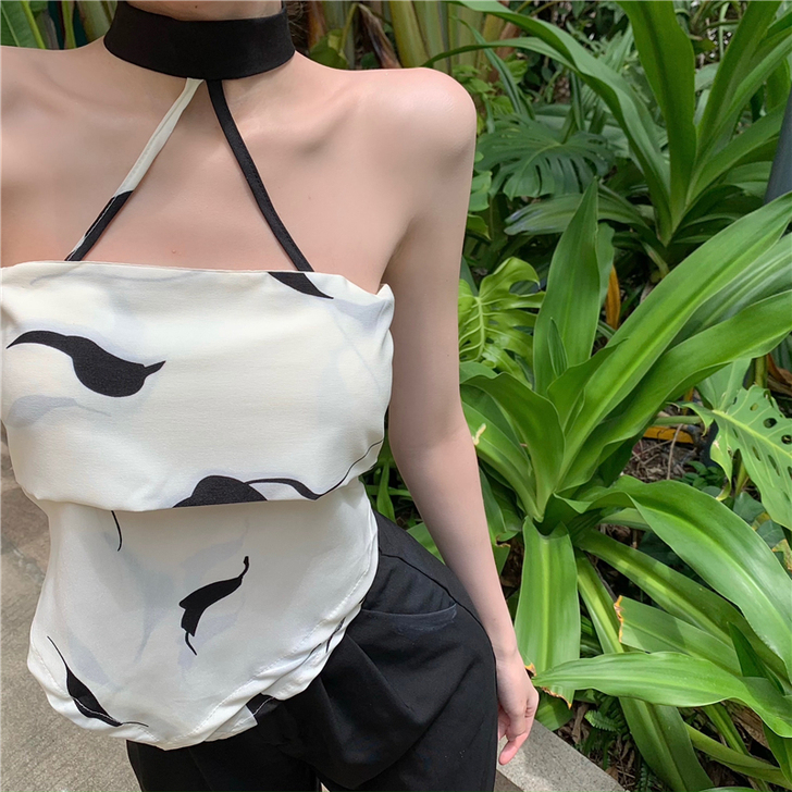 三角丝巾背心吊带女夏季2021新款设计感小...