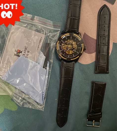 镂空陀飞轮全自动机械手表男防水夜光真皮多功...