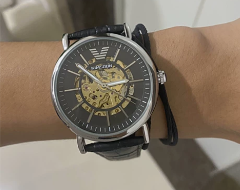 阿玛妮正品黑武士男士全自动机械夜光初高中学...