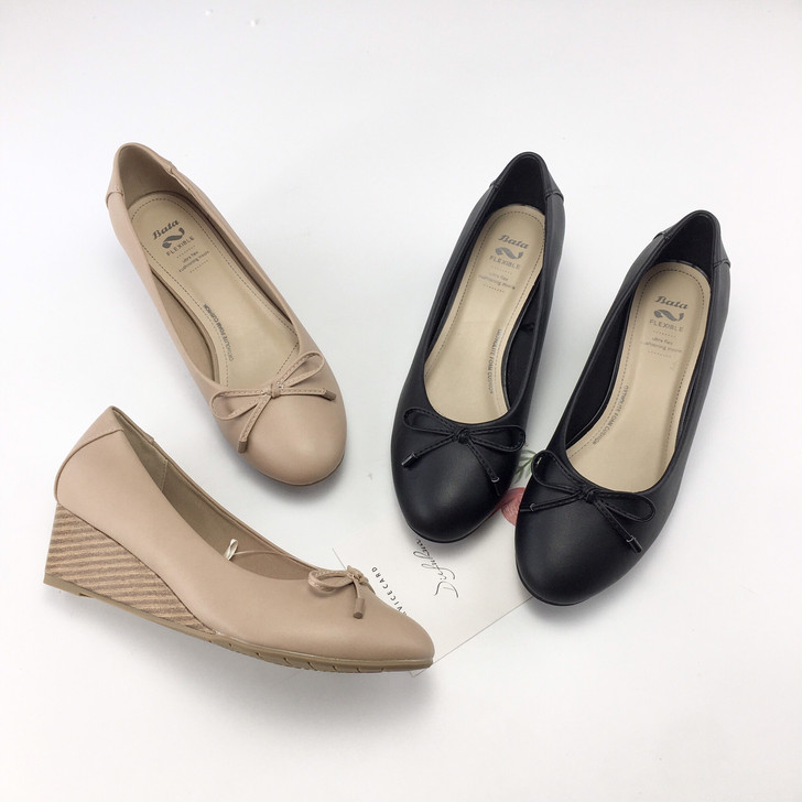 bata超舒适坡跟单鞋妈妈鞋