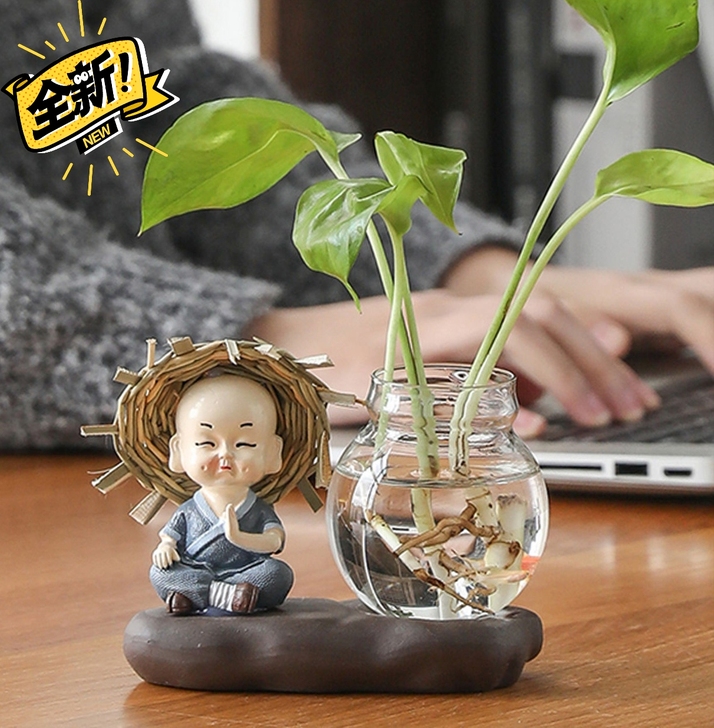 【清仓处理】绿萝水培花盆器皿花瓶透明玻璃插...