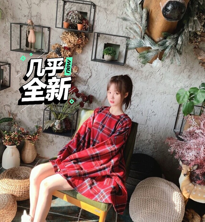 晶哥再睡会儿格子裙，适合节日穿，很喜庆奥~...