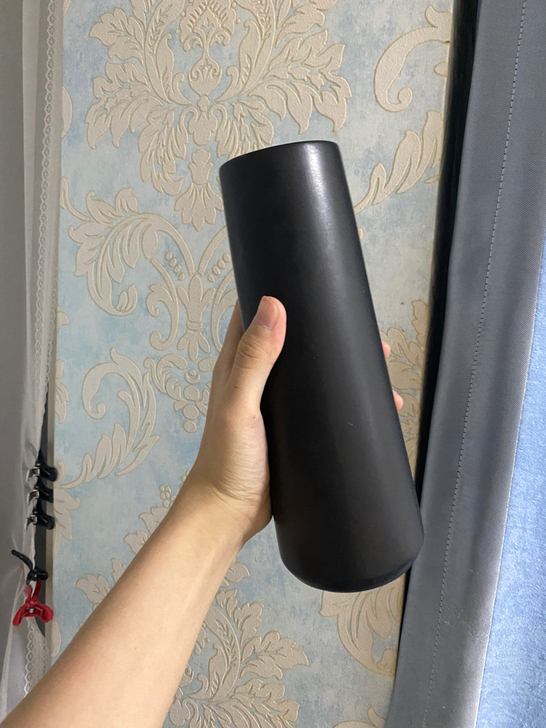 花瓶 黑色 midu北欧创意简约黑色哑光陶...