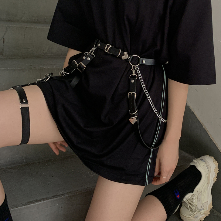 【出闲置】朋克腰带女机能风腰链装饰裙子链条...