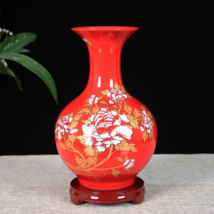 景德镇陶瓷花瓶摆件客厅插花陶瓷中式摆件家居...