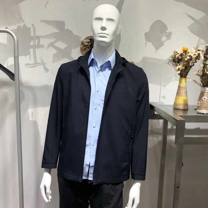 雅戈尔男士春秋中年宽松带帽立领休闲短款外套...