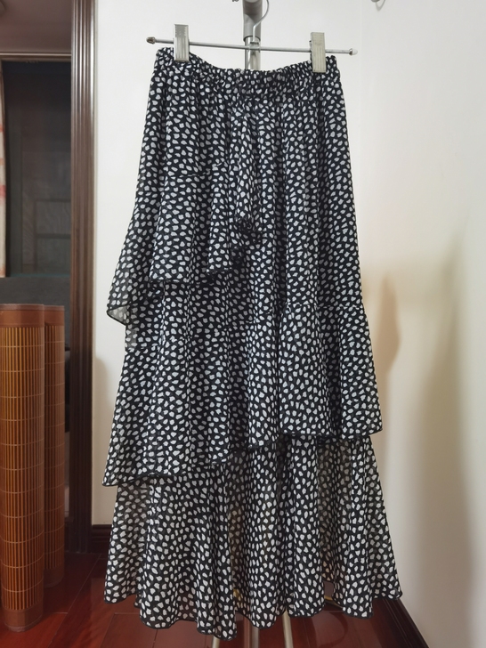 【雪纺新款蛋糕裙百搭裙荷叶边中长款高腰夏季...