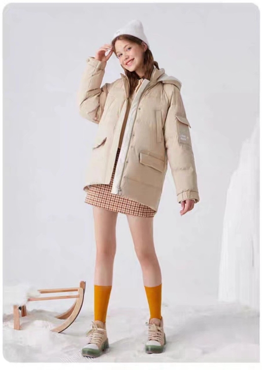 森马羽绒服女白鸭绒
