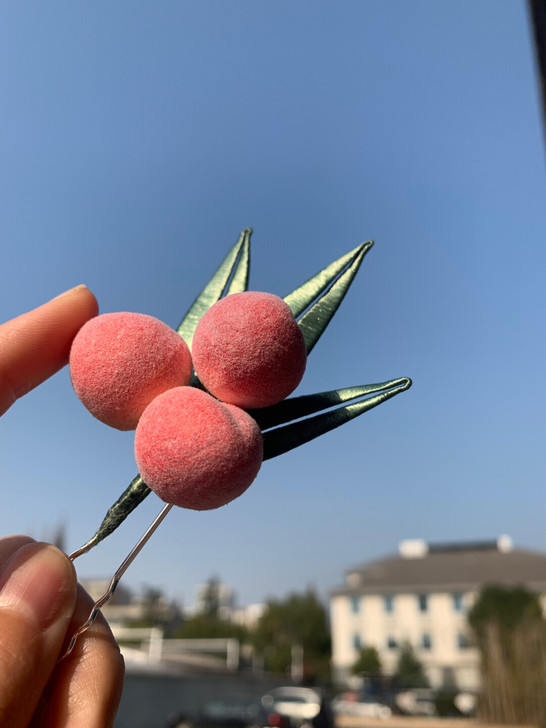 【新】缠花发簪 小屁桃 超可爱小桃子发钗/...