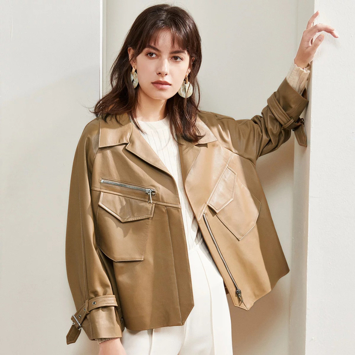 真皮头层绵羊皮女装夹克，皮质柔软，尺码全，...