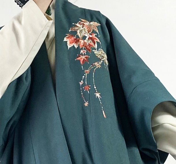 【阑珊居】寒山叶 绣花长干寺褙子 不蓝不绿