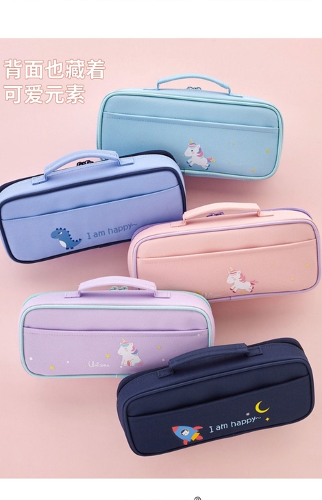 文具袋女孩简约韩版铅笔盒双层笔盒儿童笔袋
