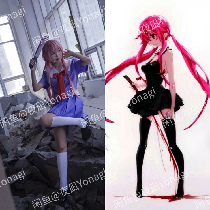 【全新】未来日记我妻由乃cos校服/黑裙大...