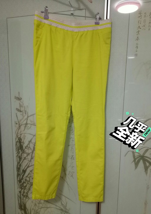 红袖品牌，女款，清新潮流百搭休闲裤，柠檬黄...