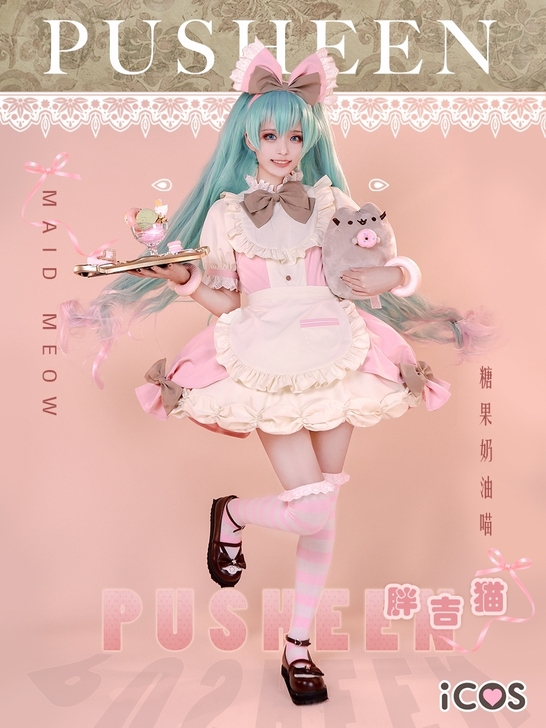 初音cos奶油蜜桃~胖吉猫！软萌猫耳蝴蝶结...